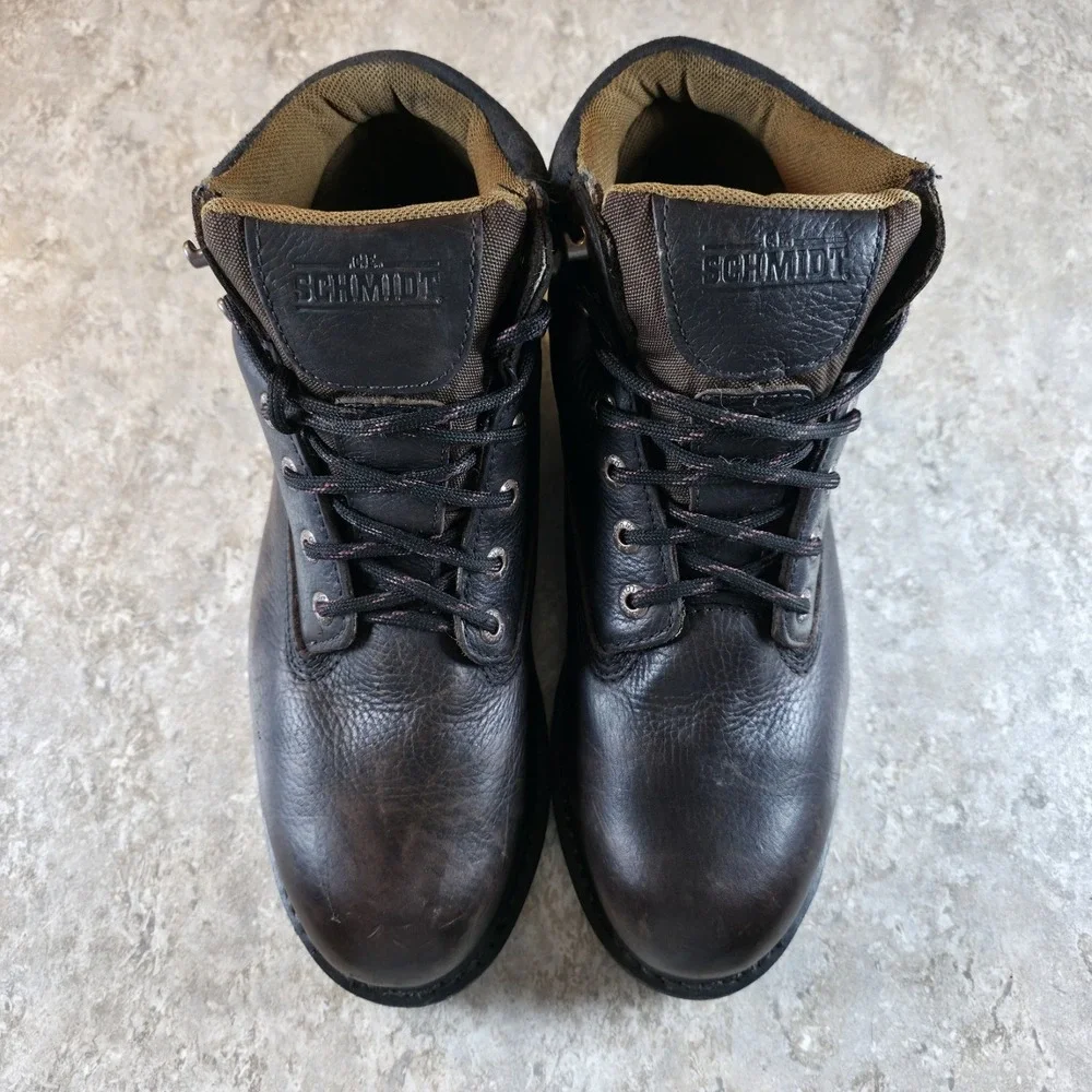 Schmidt Workwear Mens Boots Leather Steel Toe Brown Boots Size 11 W Waterproof